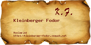 Kleinberger Fodor névjegykártya